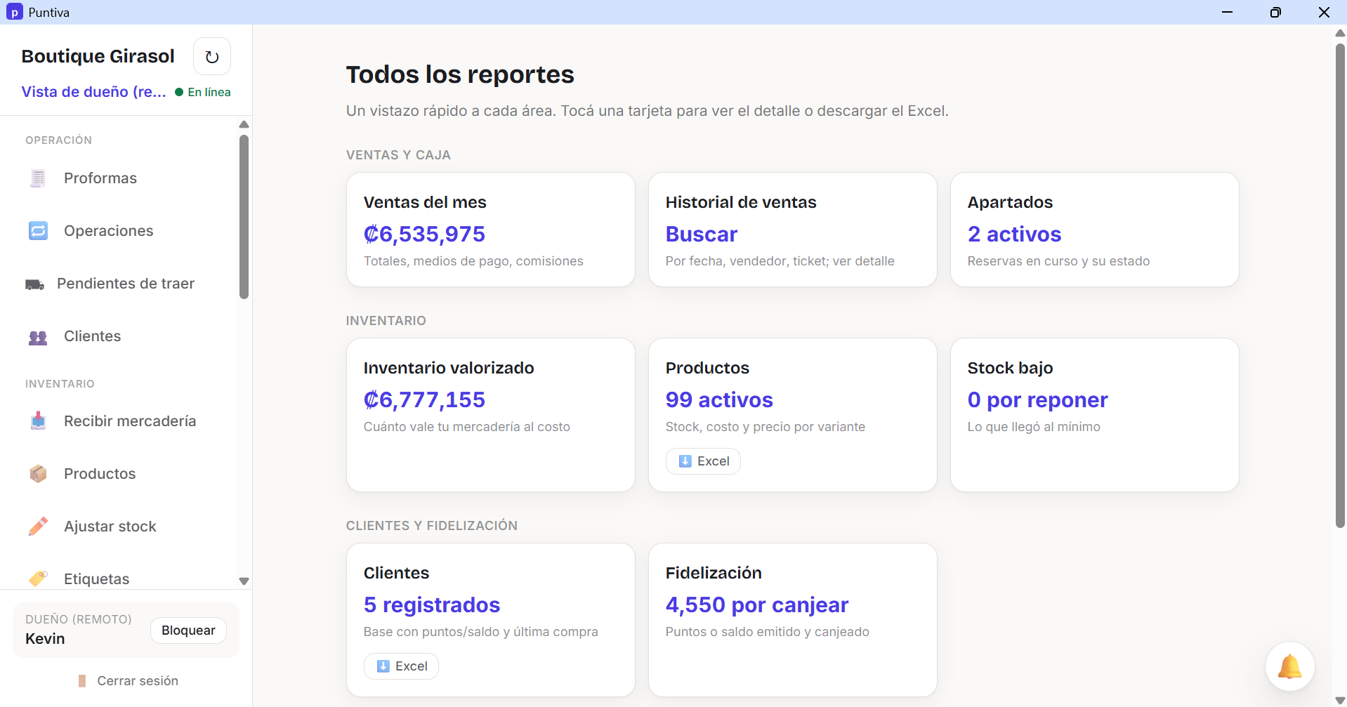 Reportes del dueño